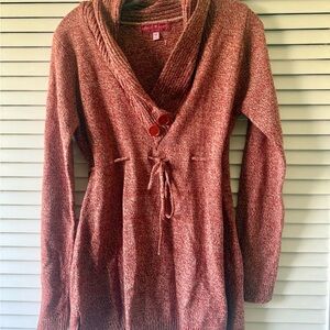 Derek Heart Maternity Brick Red Shawl Collar Tie-Waist Sweater